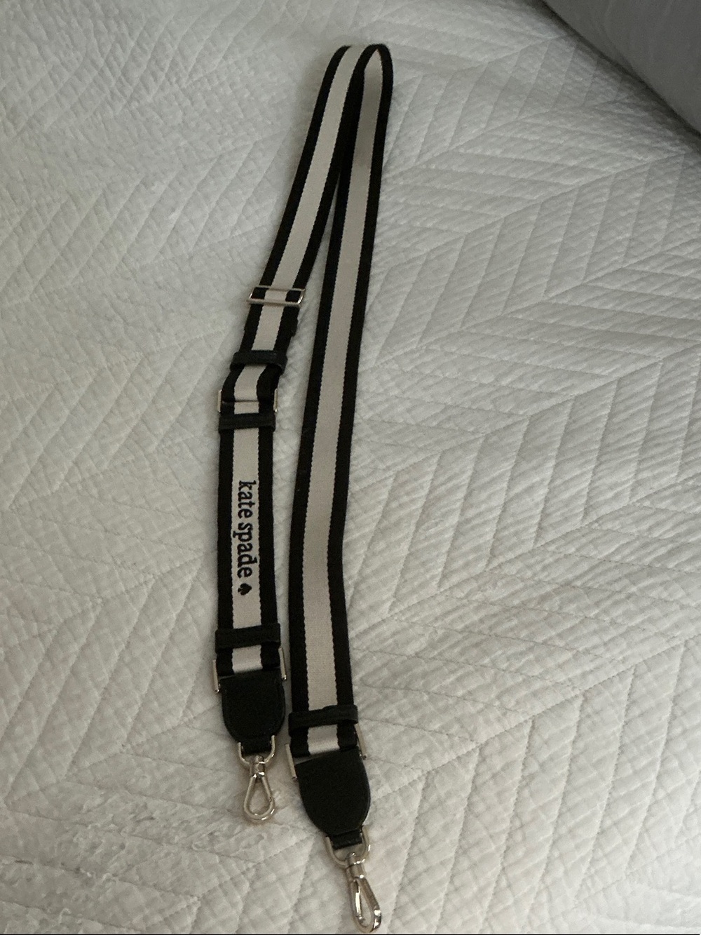 kate spade Black and White Striped Adjustable Strap